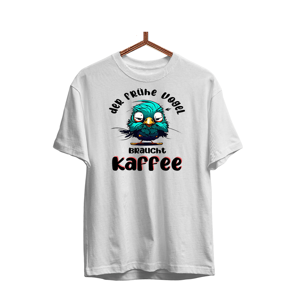 Herren T-Shirt der frühe Vogel - Schwarzer - Kaffee