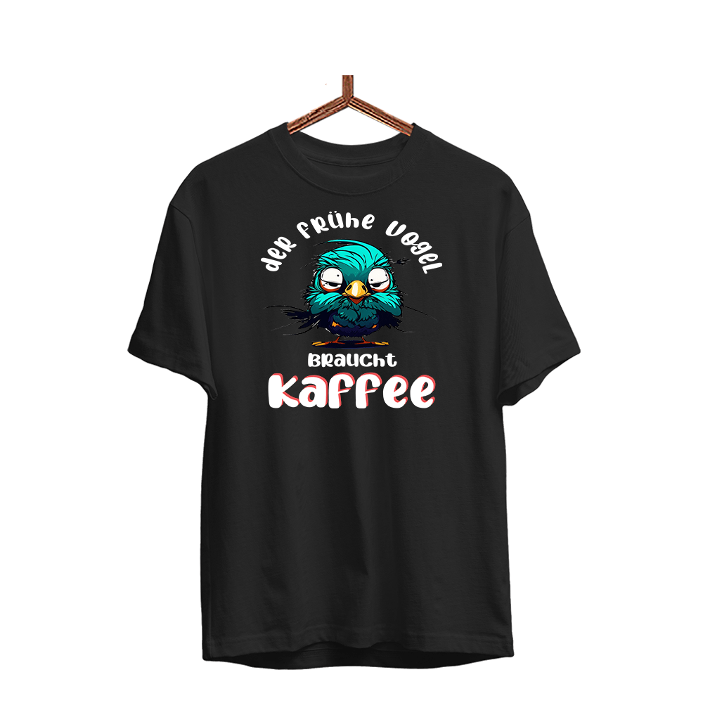 Herren T-Shirt der frühe Vogel - Schwarzer - Kaffee