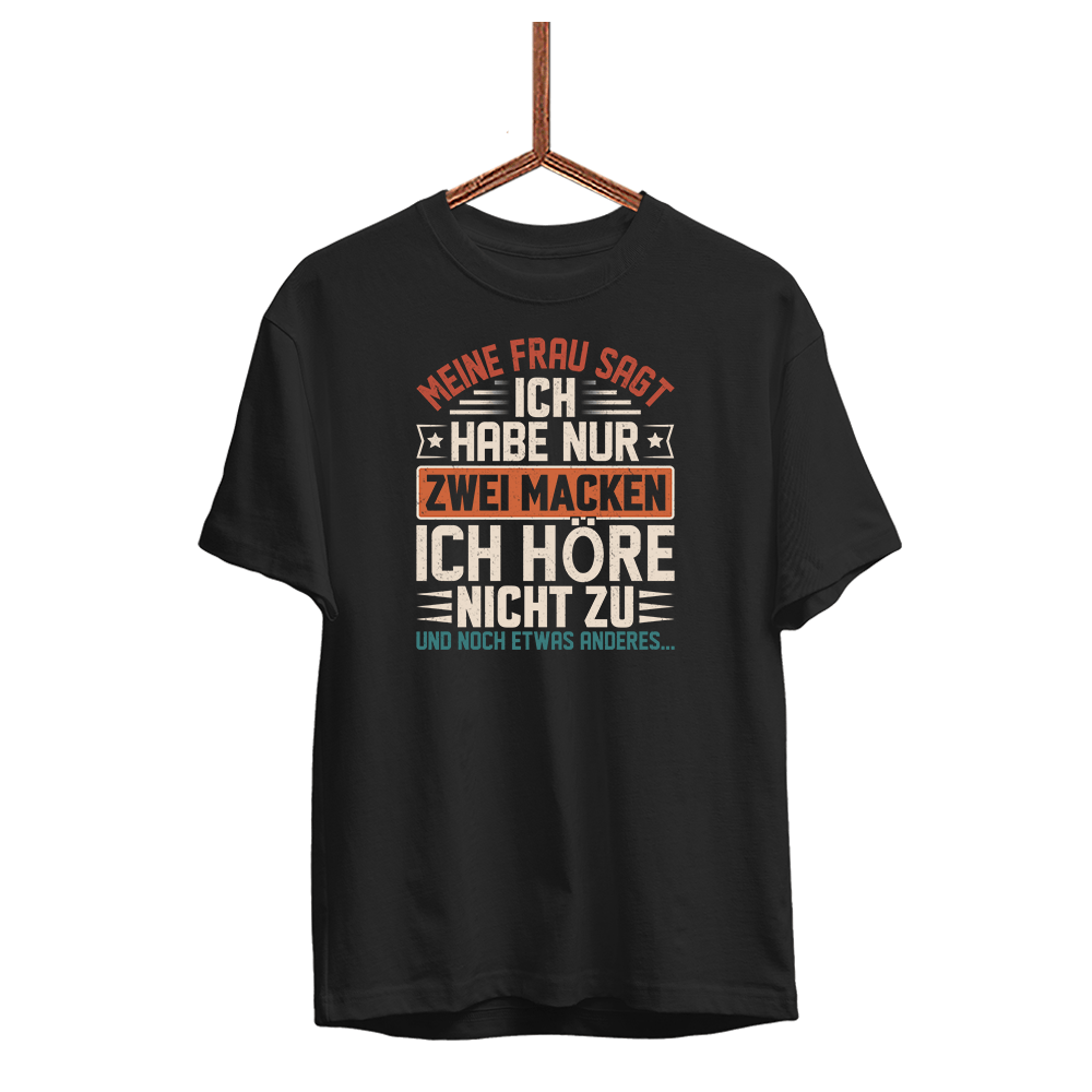Herren T-Shirt Ich habe nur zwei Macken - Schwarzer - Kaffee