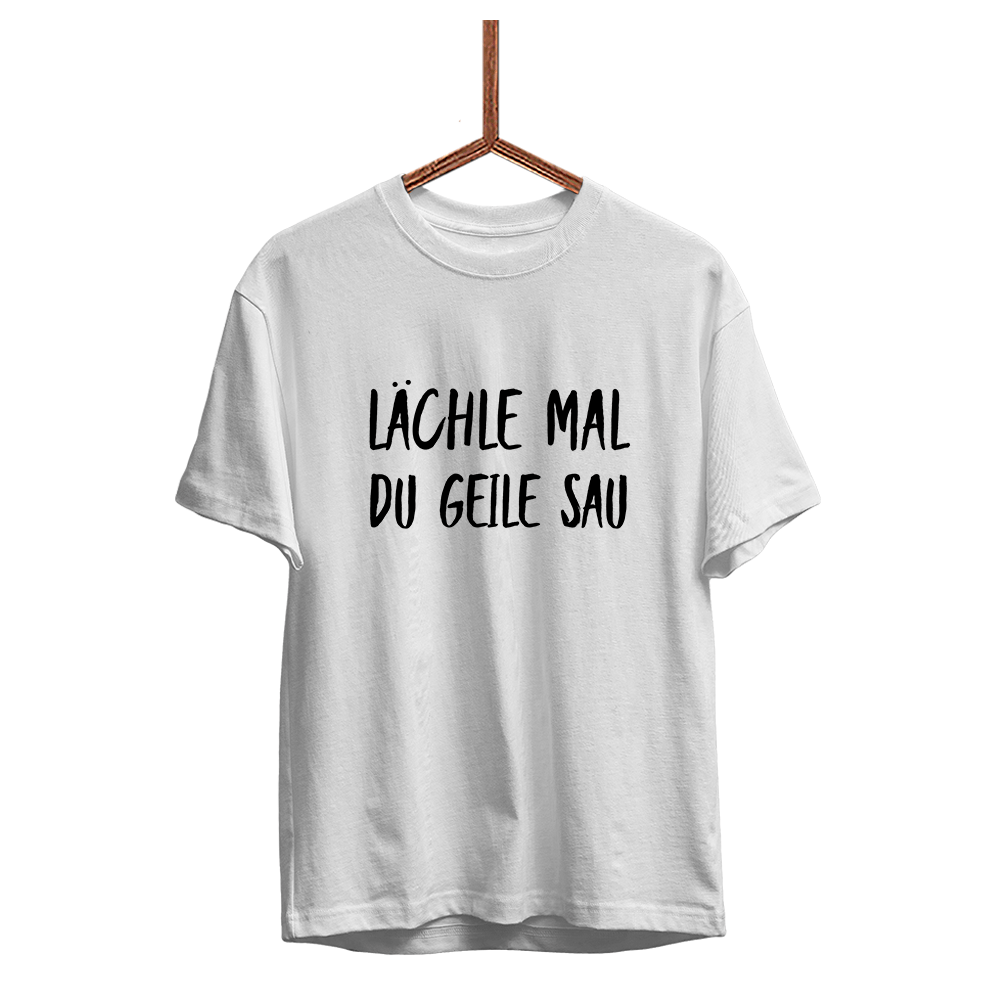 Herren T-Shirt Lächle mal du geile Sau - Schwarzer - Kaffee