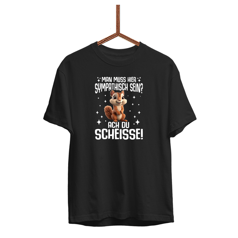 Herren T-Shirt Man muss hier sympathisch sein - Schwarzer - Kaffee