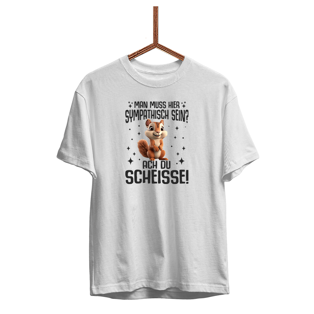 Herren T-Shirt Man muss hier sympathisch sein - Schwarzer - Kaffee