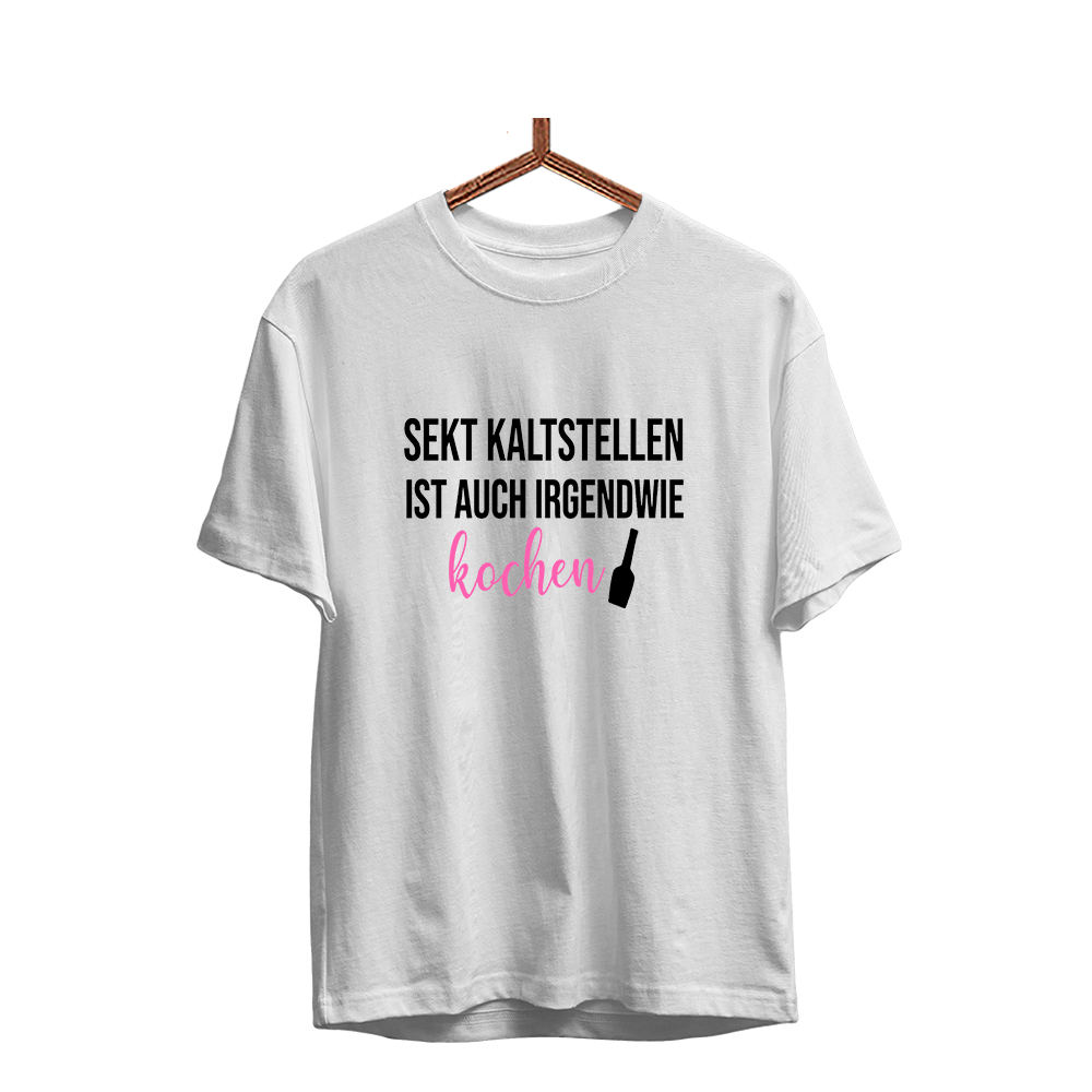 Herren T-Shirt Sekt kaltstellen ist auch irgendwie kochen - Schwarzer - Kaffee