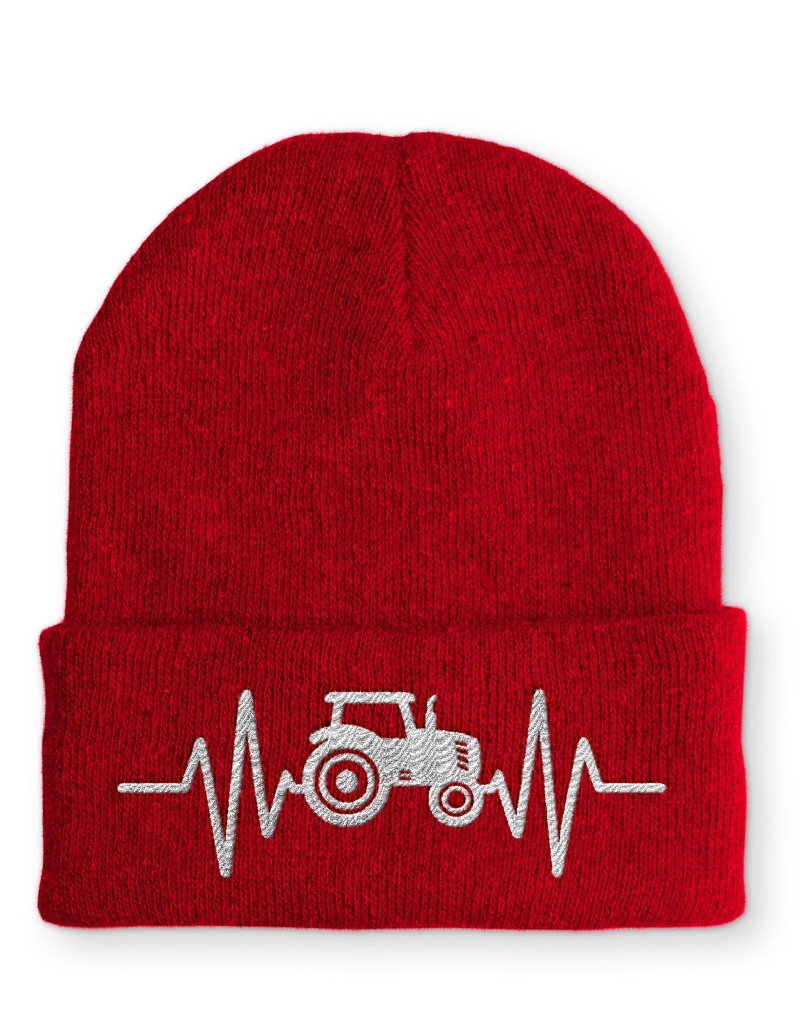Herzschlag Traktor Beanie Mütze mit Spruch - tshirtladen - Mütze