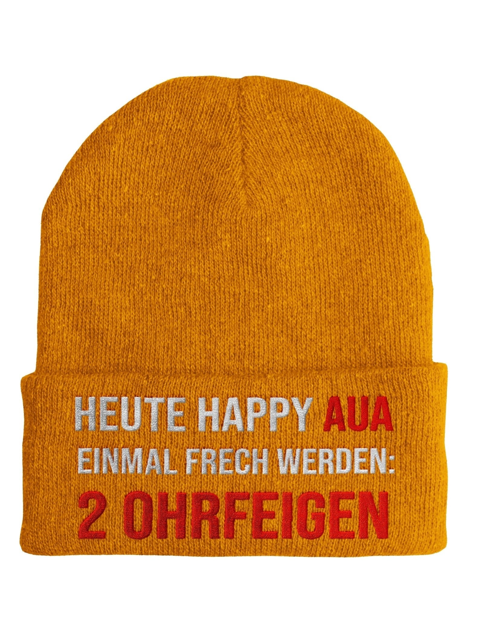 Heute Happy Aua - Beanie - Mütze mit Spruch - tshirtladen - Mütze
