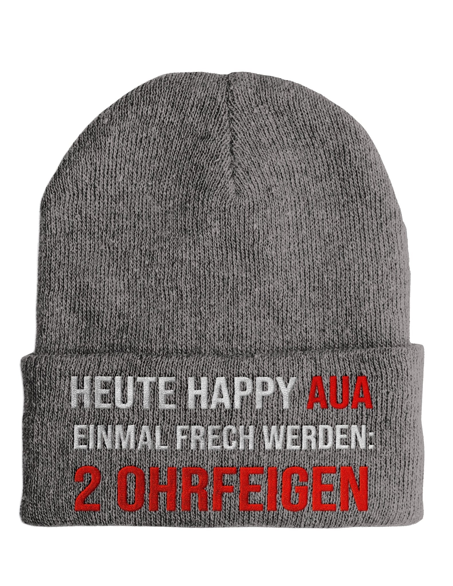 Heute Happy Aua - Beanie - Mütze mit Spruch - tshirtladen - Mütze