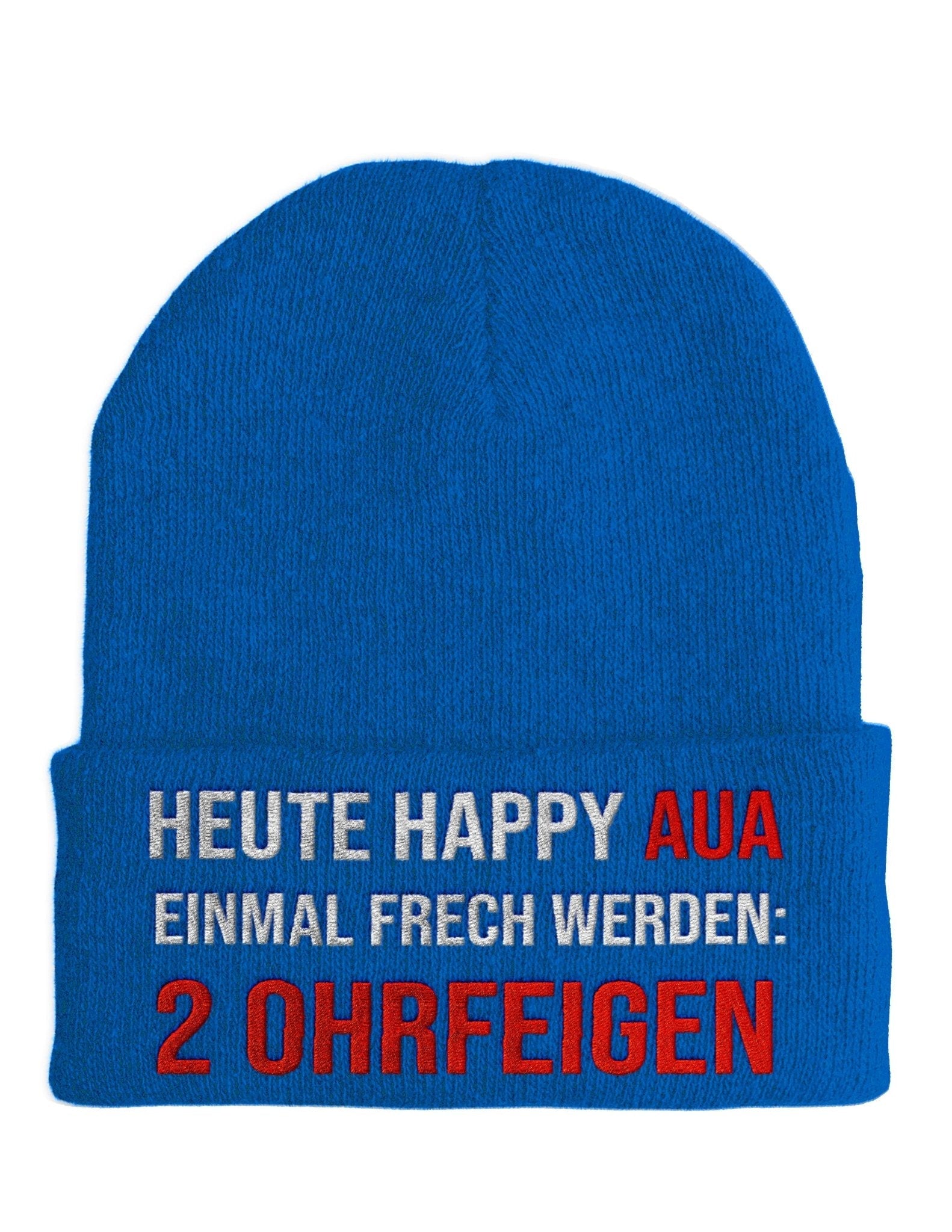 Heute Happy Aua - Beanie - Mütze mit Spruch - tshirtladen - Mütze
