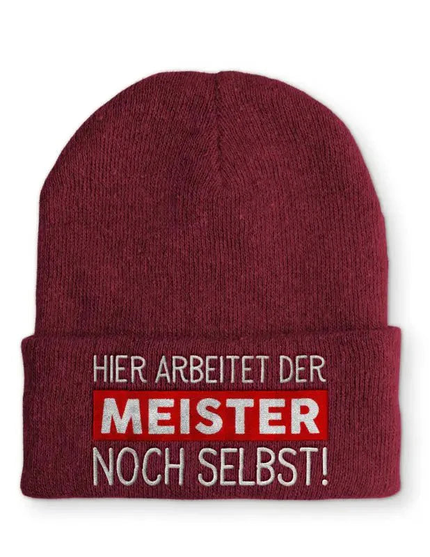 Hier arbeitet der Meister noch selbst! Statement Beanie Mütze mit Spruch - tshirtladen - Mütze