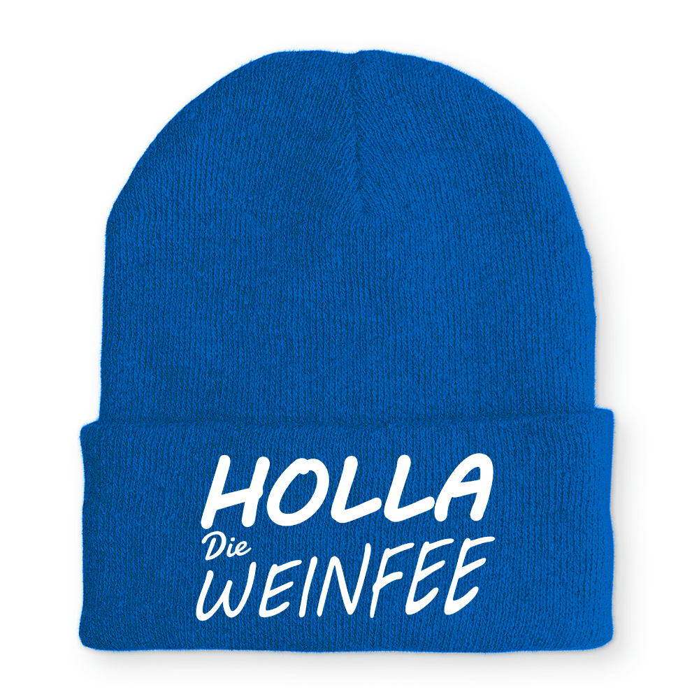 Holla Die Weinfee - Beanie - Mütze mit Spruch - Schwarzer - Kaffee