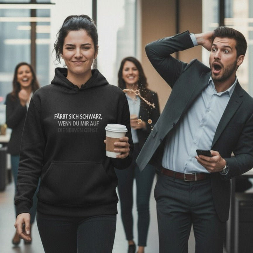 Hoodie Unisex Färbt sich schwarz, wenn du mir auf die Nerven gehst - Schwarzer - Kaffee