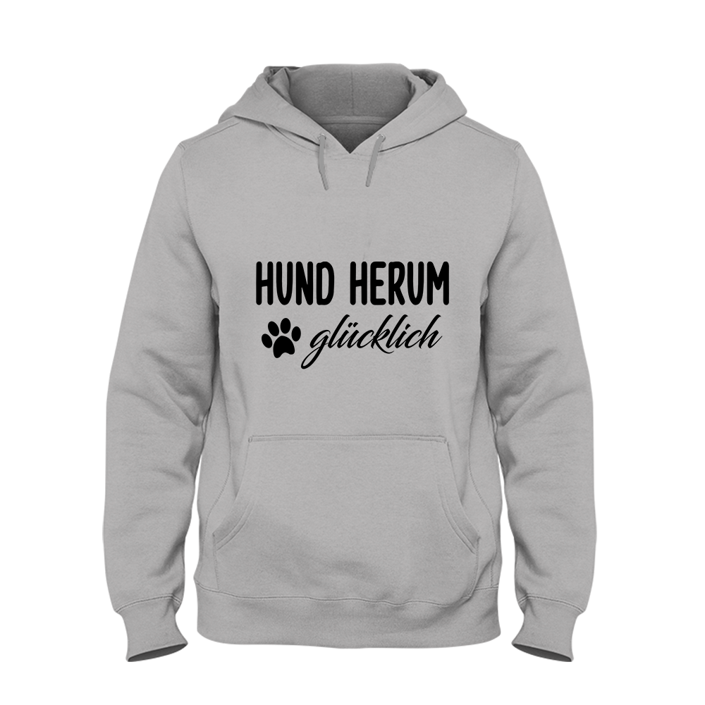 Hoodie Unisex Hund herum glücklich - Schwarzer - Kaffee