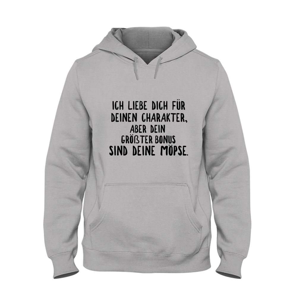 Hoodie Unisex Ich liebe deinen Charakter Möpse - Schwarzer - Kaffee