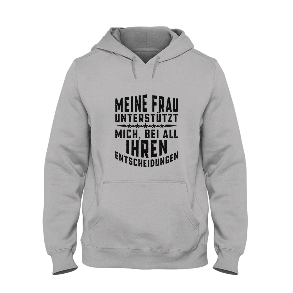Hoodie Unisex Meine Frau unterstützt mich - Schwarzer - Kaffee