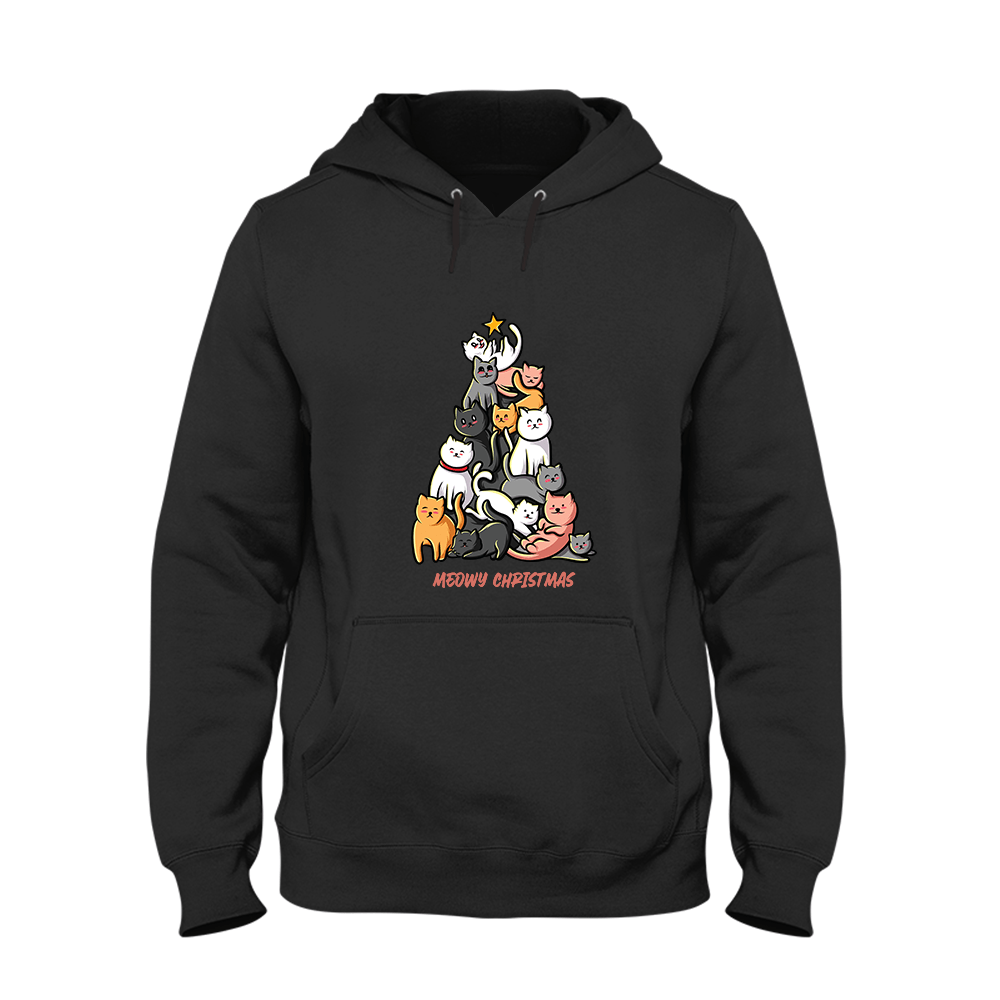 Hoodie Unisex Meowy Christmas - Schwarzer - Kaffee