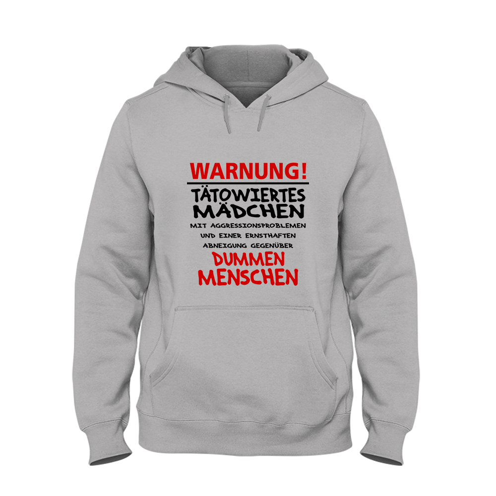 Hoodie Unisex Warnung! Tätowiertes Mädchen - Schwarzer - Kaffee