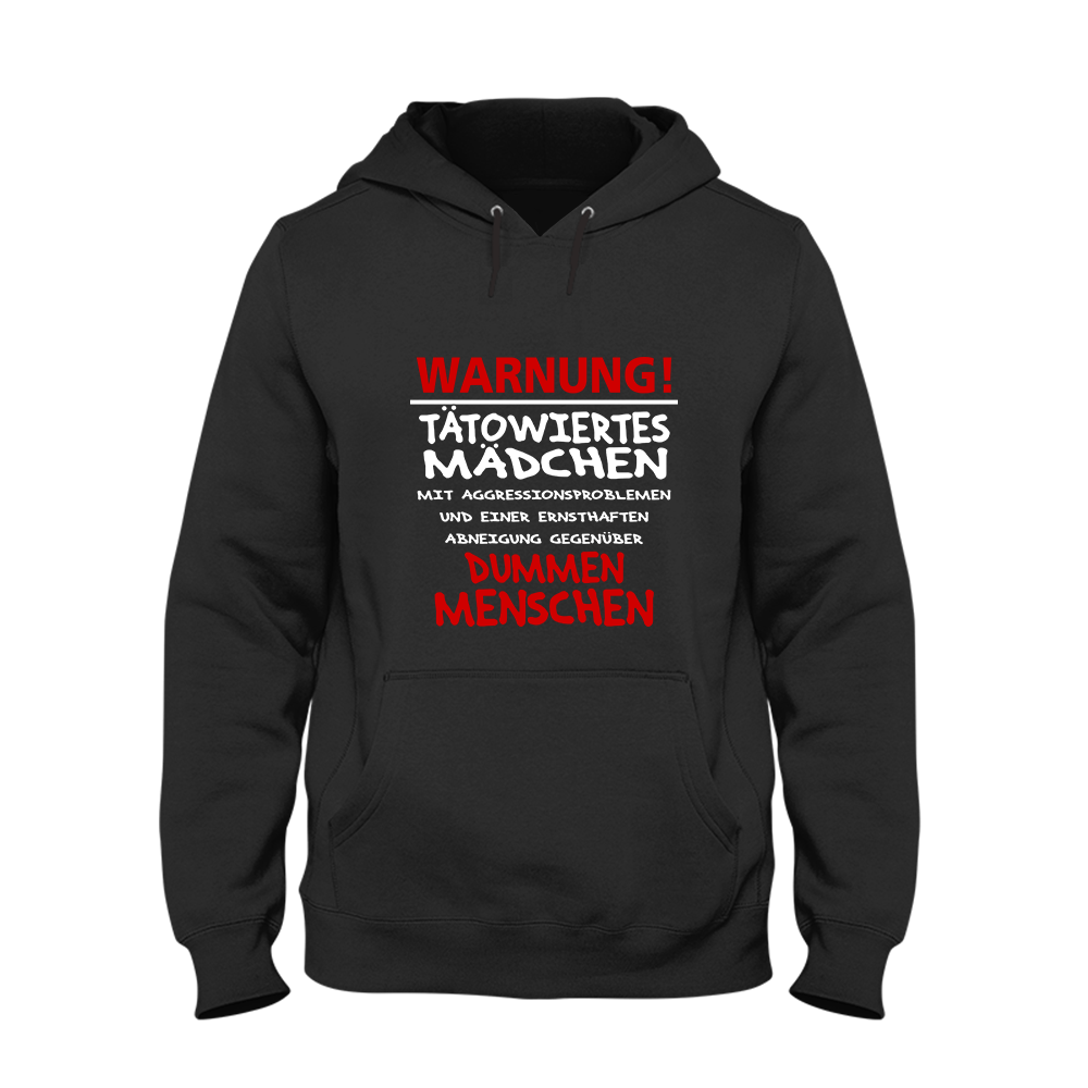 Hoodie Unisex Warnung! Tätowiertes Mädchen - Schwarzer - Kaffee