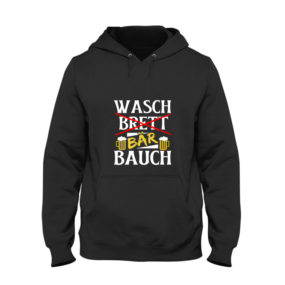 Hoodie Unisex Wasch Bär Bauch - Schwarzer - Kaffee