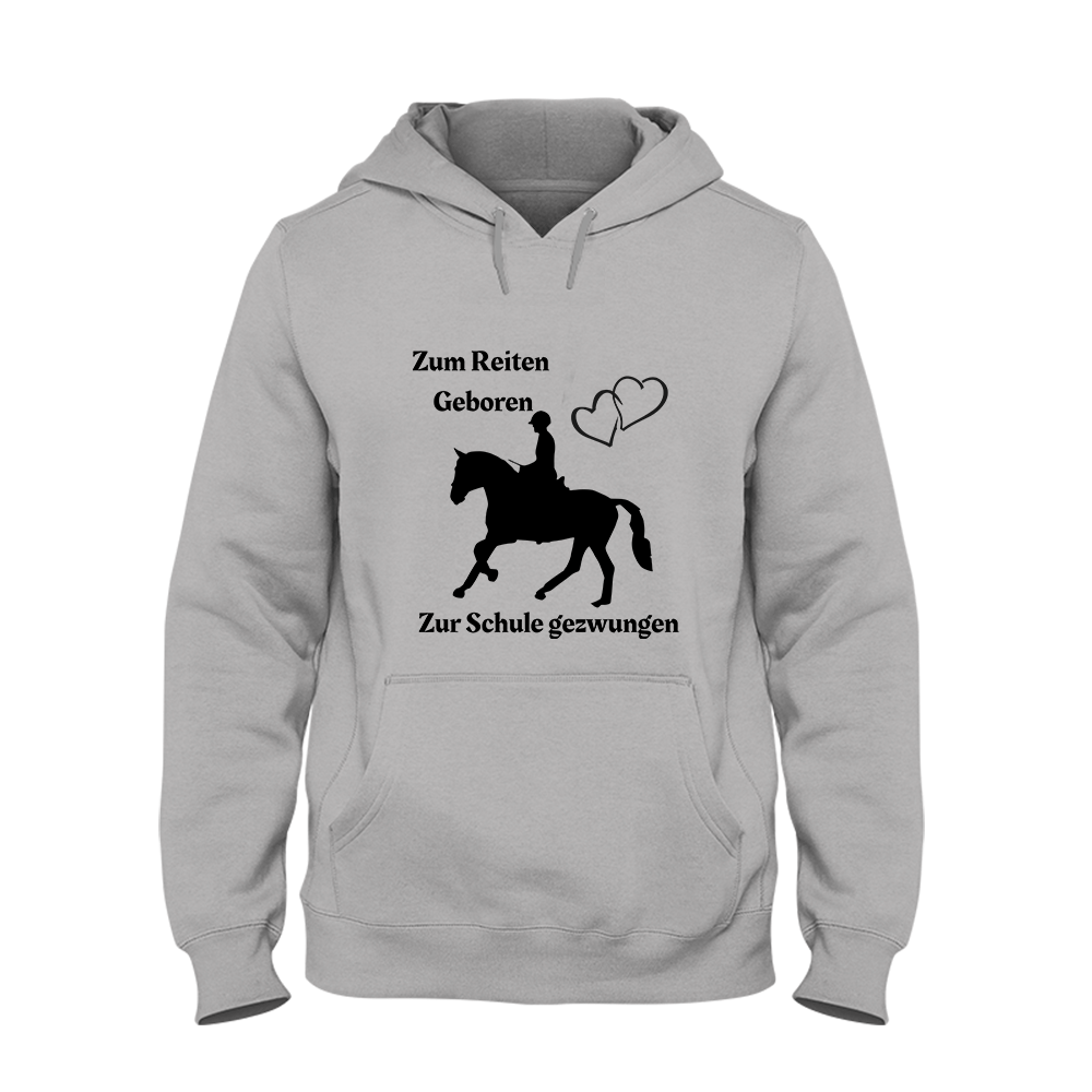 Hoodie Zum Reiten Geboren zur Schule gezwungen. - Schwarzer - Kaffee
