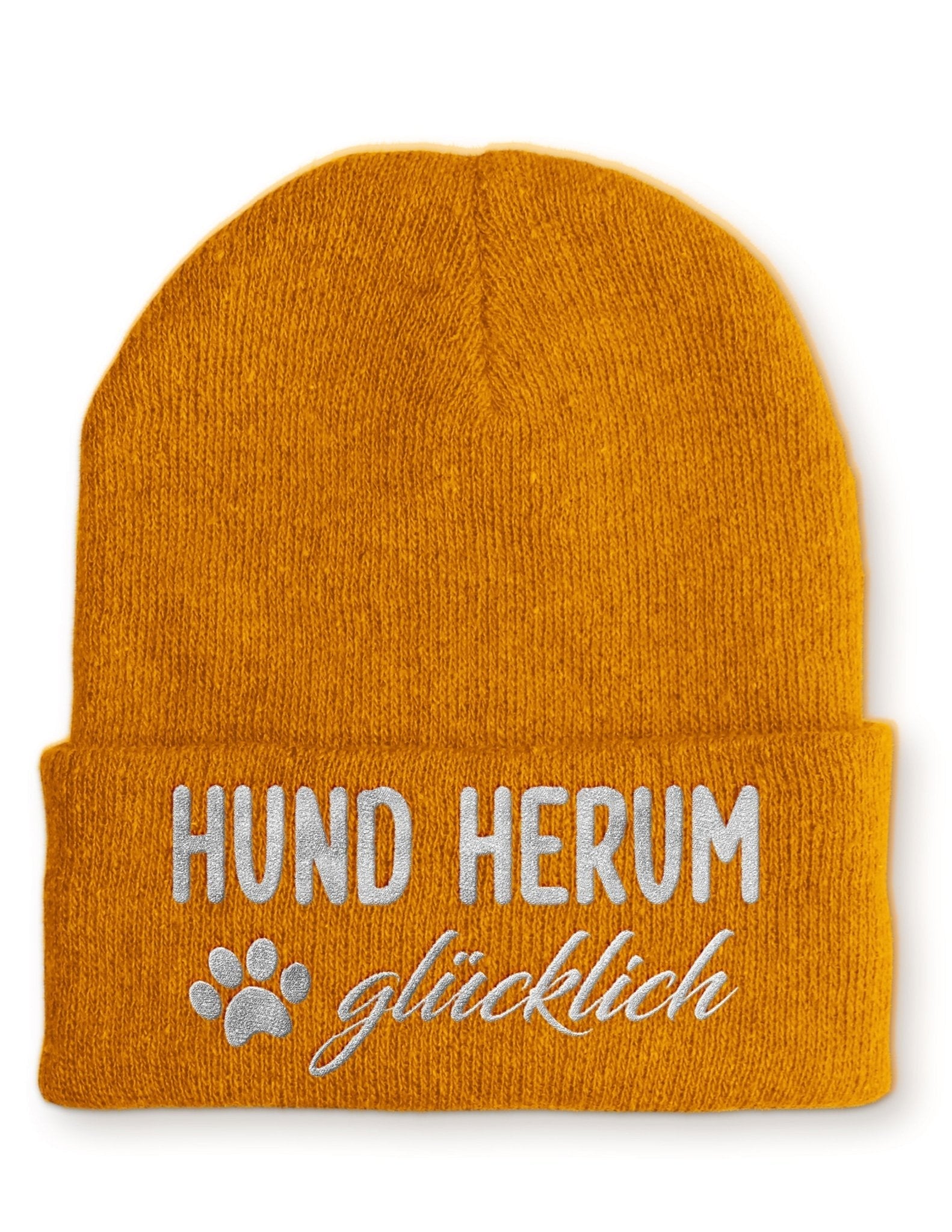 Hund Herum glücklich Beanie Mütze mit Spruch - tshirtladen - Mütze