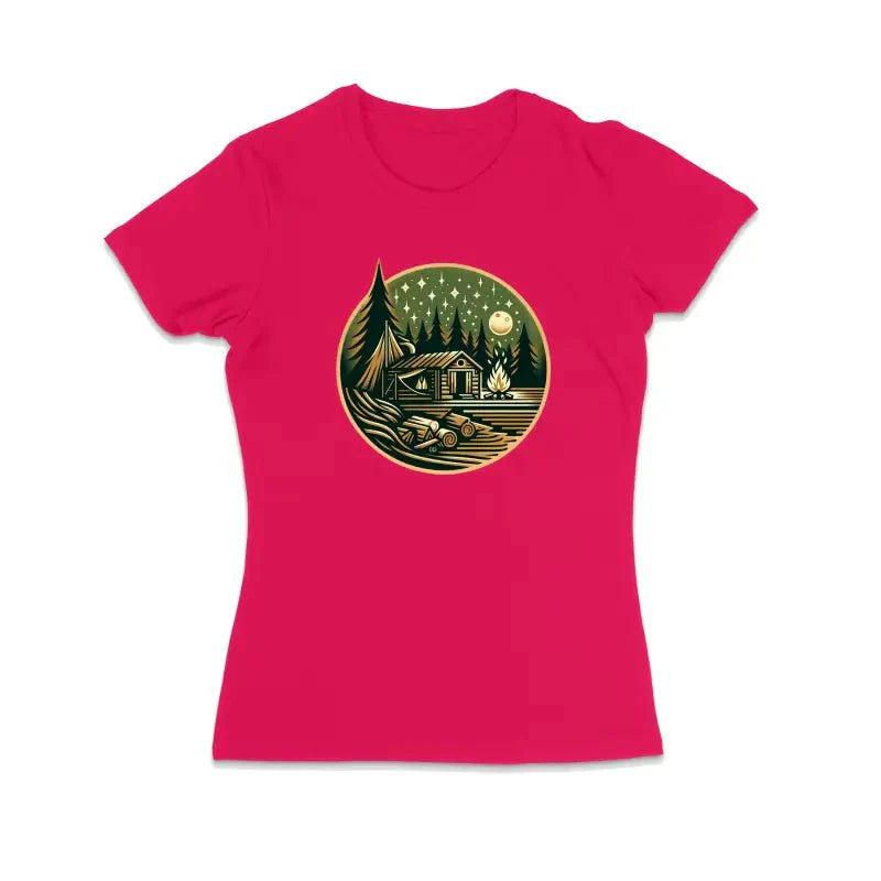 HÜTTE MITTERNACHT Camper Outdoor Damen T-Shirt - tshirtladen -