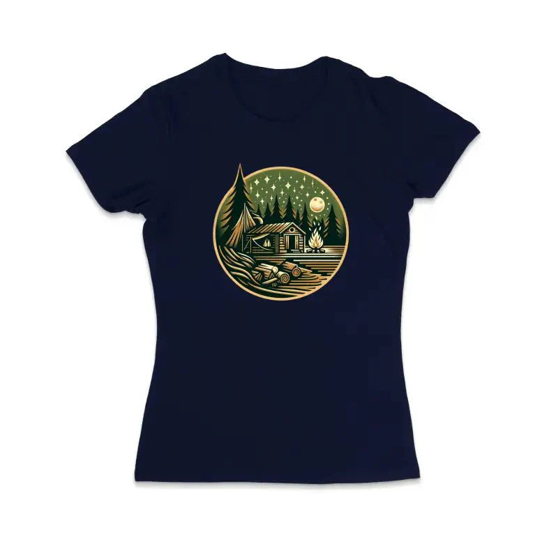 HÜTTE MITTERNACHT Camper Outdoor Damen T-Shirt - tshirtladen -