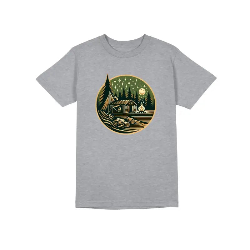 HÜTTE MITTERNACHT Outdoor Camper Herren Unisex T-Shirt - Schwarzer - Kaffee