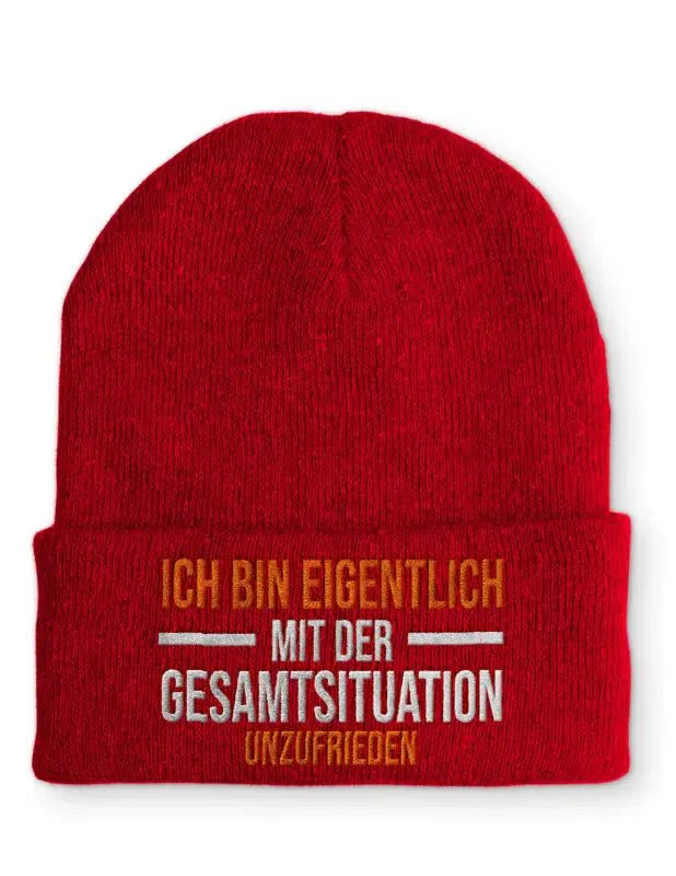 Ich bin eigentlich mit der Gesamtsituation unzufrieden Statement Beanie Mütze mit Spruch - tshirtladen - Mütze