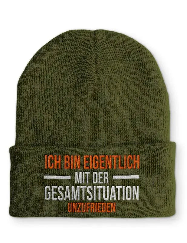 Ich bin eigentlich mit der Gesamtsituation unzufrieden Statement Beanie Mütze mit Spruch - tshirtladen - Mütze