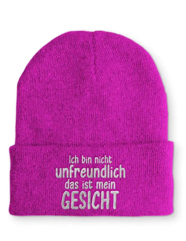 Ich bin nicht unfreundlich das ist mein Gesicht Statement Beanie Mütze mit Spruch - tshirtladen - Mütze