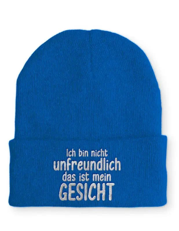 Ich bin nicht unfreundlich das ist mein Gesicht Statement Beanie Mütze mit Spruch - tshirtladen - Mütze