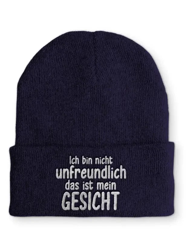 Ich bin nicht unfreundlich das ist mein Gesicht Statement Beanie Mütze mit Spruch - tshirtladen - Mütze