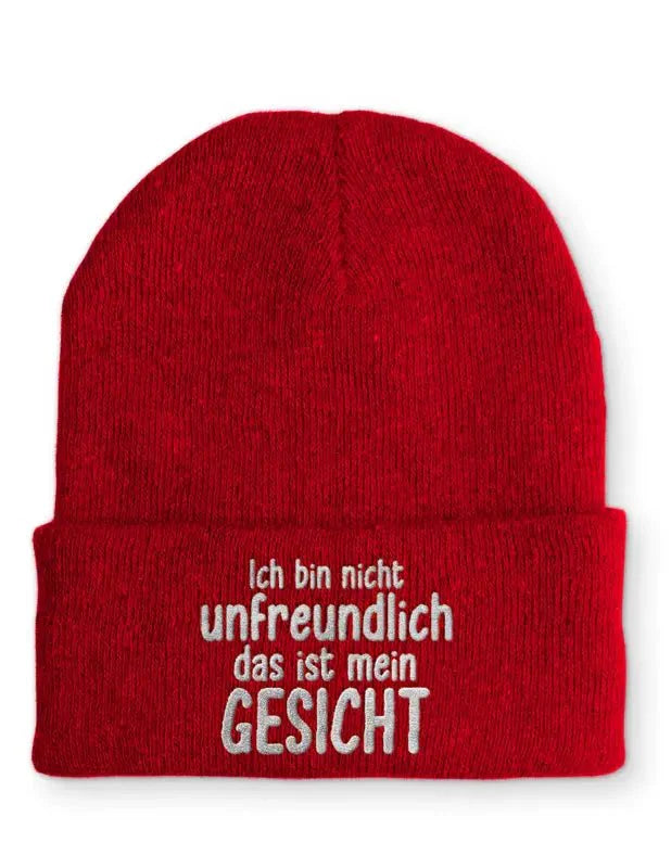 Ich bin nicht unfreundlich das ist mein Gesicht Statement Beanie Mütze mit Spruch - tshirtladen - Mütze