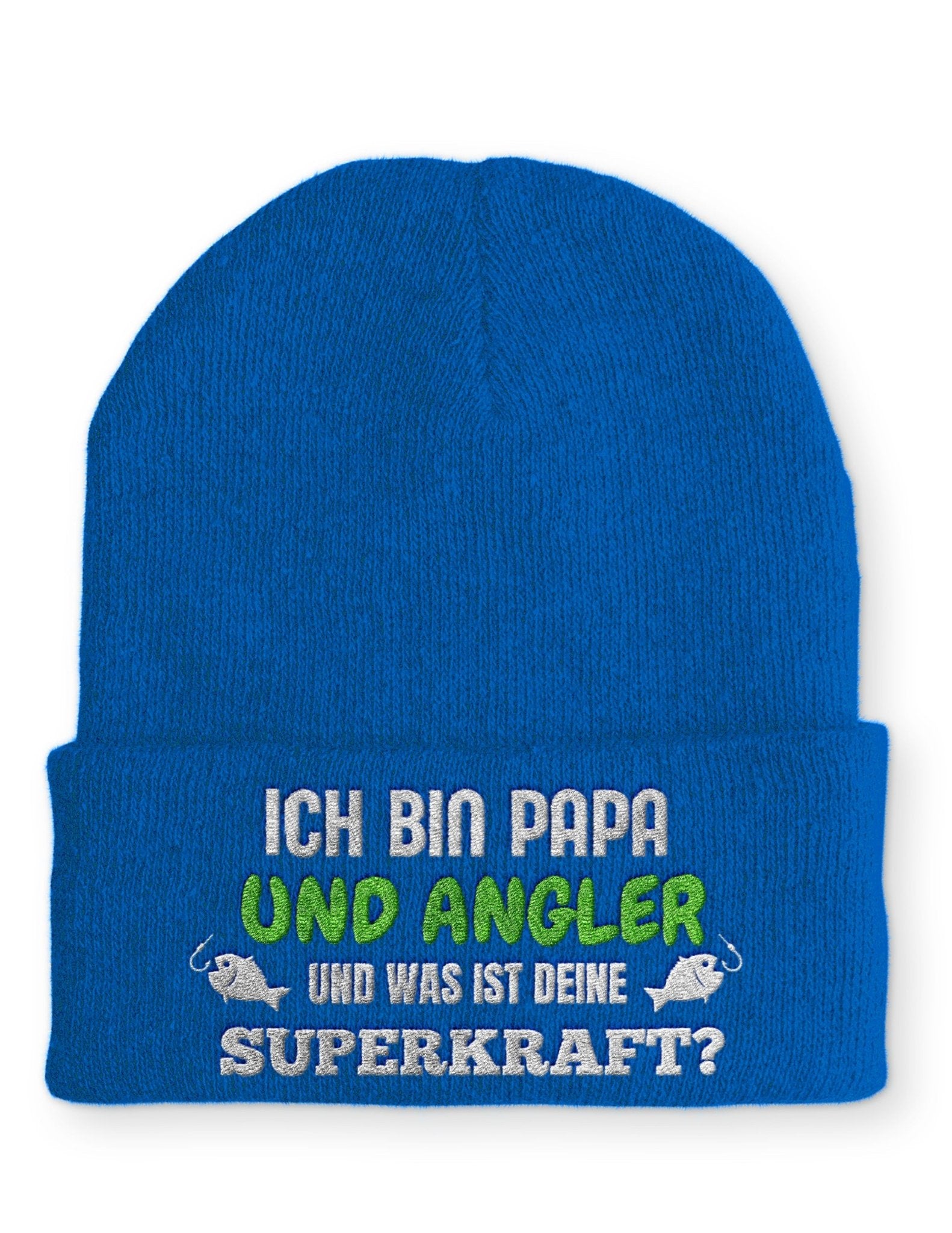 Ich bin Papa und Angler Beanie Mütze mit Spruch - tshirtladen - Mütze