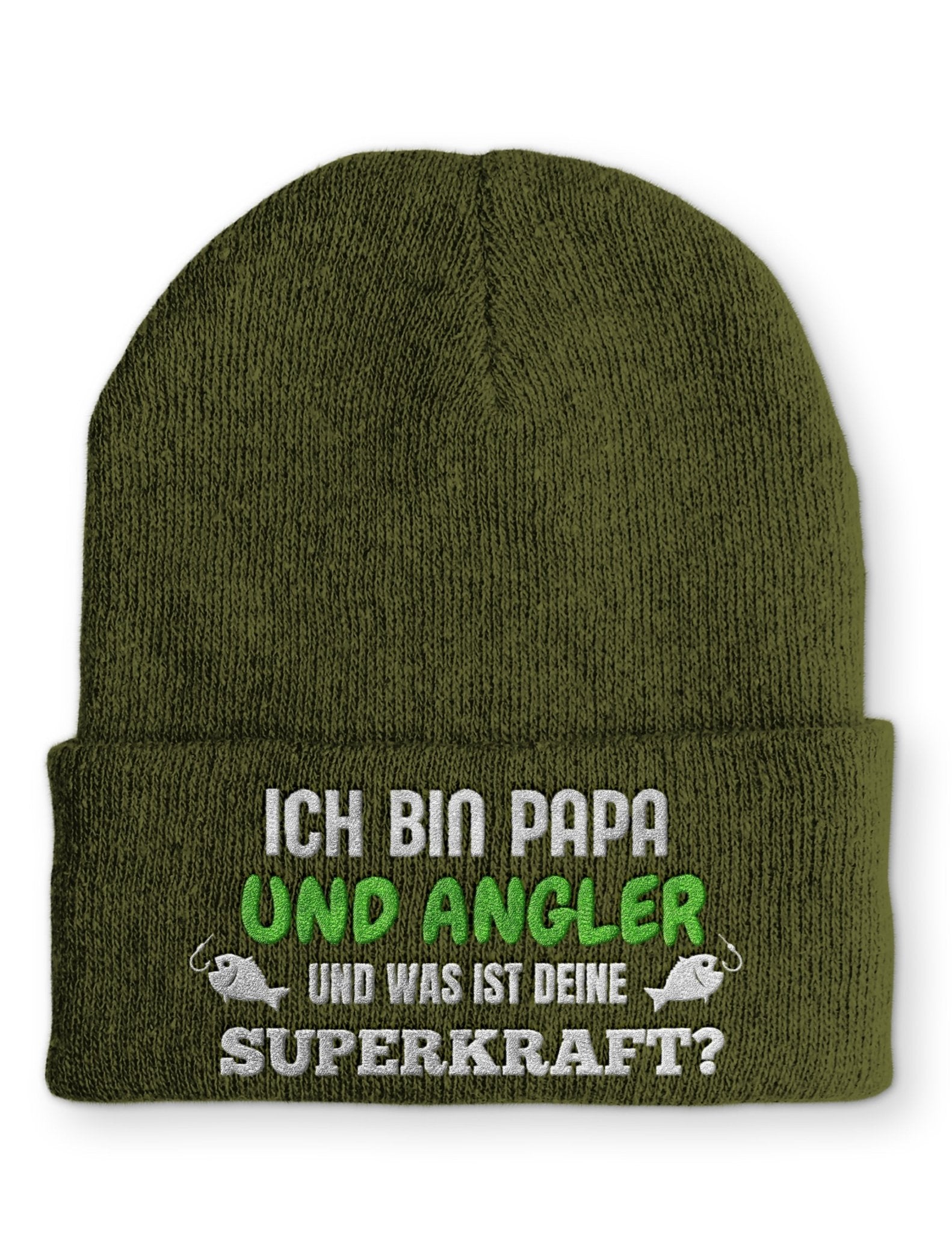 Ich bin Papa und Angler Beanie Mütze mit Spruch - tshirtladen - Mütze