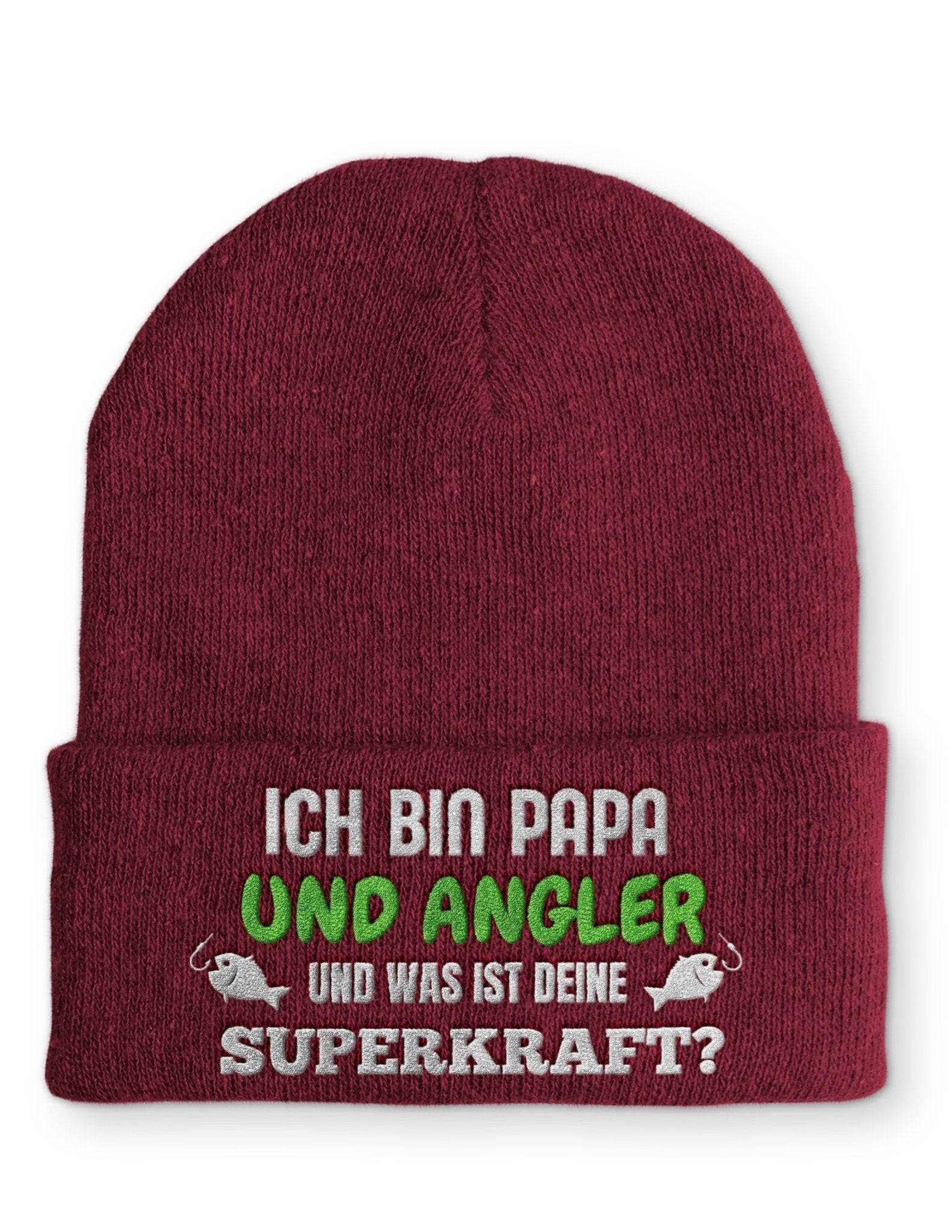 Ich bin Papa und Angler Beanie Mütze mit Spruch - tshirtladen - Mütze