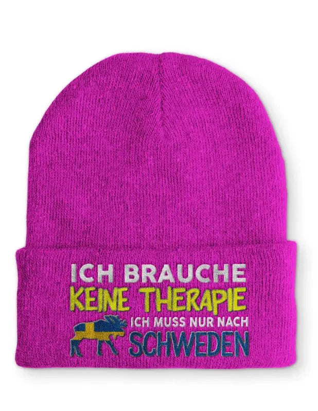 Ich brauche keine Therapie Ich muss nur nach Schweden Statement Beanie Mütze mit Spruch - tshirtladen - Mütze
