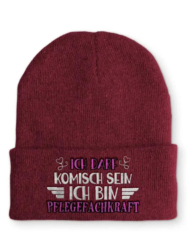 Ich darf komisch sein Ich bin Pflegefachkraft Statement Beanie Mütze mit Spruch - tshirtladen - Mütze
