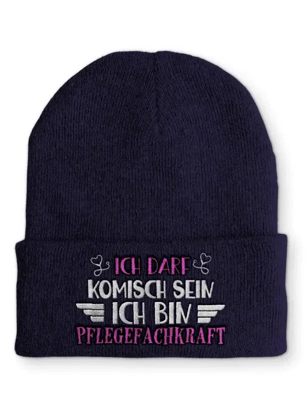 Ich darf komisch sein Ich bin Pflegefachkraft Statement Beanie Mütze mit Spruch - tshirtladen - Mütze