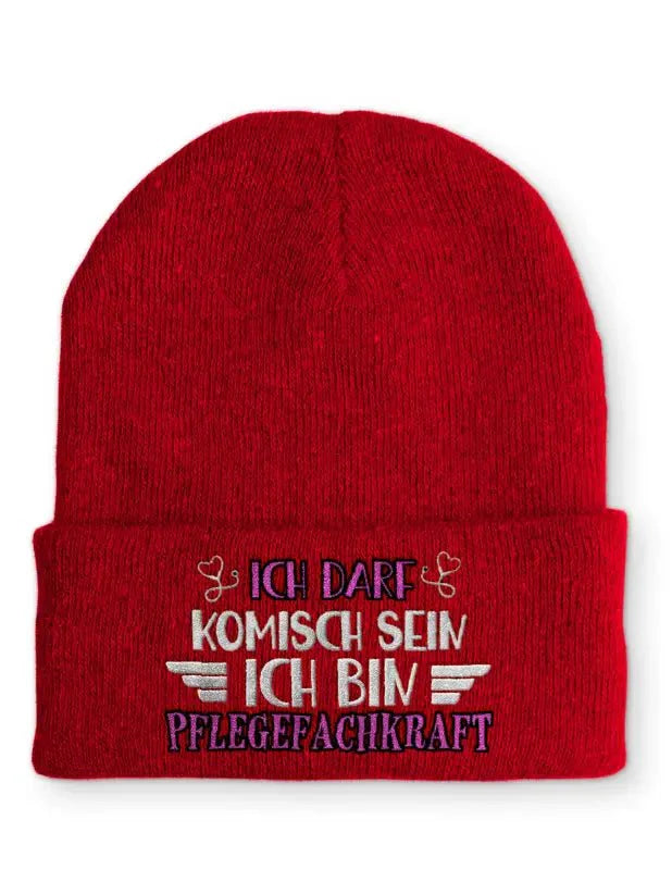 Ich darf komisch sein Ich bin Pflegefachkraft Statement Beanie Mütze mit Spruch - tshirtladen - Mütze