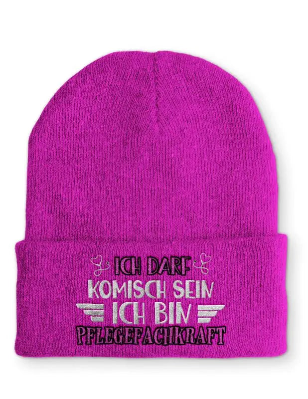 Ich darf komisch sein Ich bin Pflegefachkraft Statement Beanie Mütze mit Spruch - tshirtladen - Mütze
