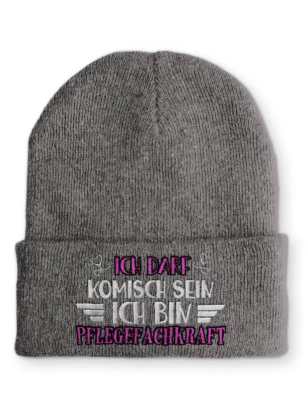 Ich darf komisch sein Ich bin Pflegefachkraft Statement Beanie Mütze mit Spruch - tshirtladen - Mütze