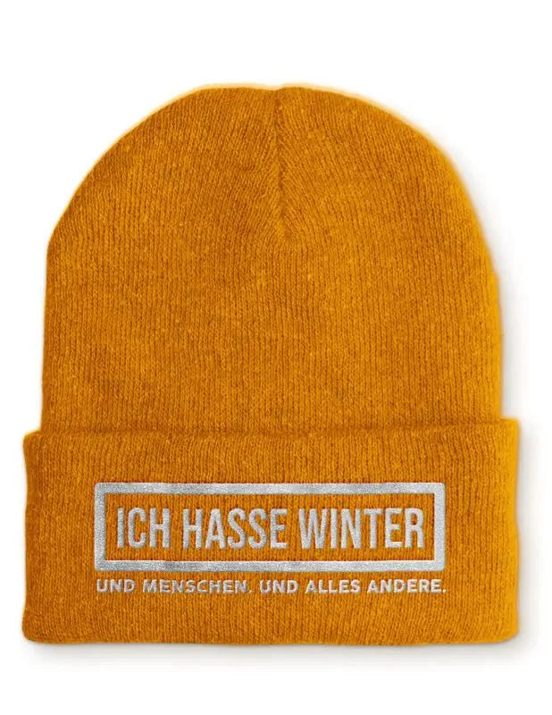 Ich hasse Winter und Menschen. Und alles andere. Statement Beanie Mütze mit Spruch - tshirtladen - Mütze