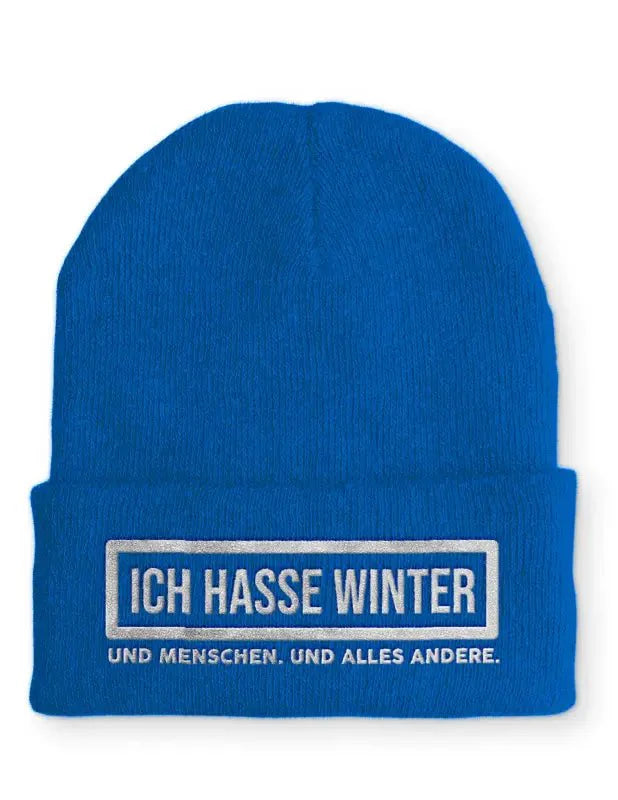 Ich hasse Winter und Menschen. Und alles andere. Statement Beanie Mütze mit Spruch - tshirtladen - Mütze