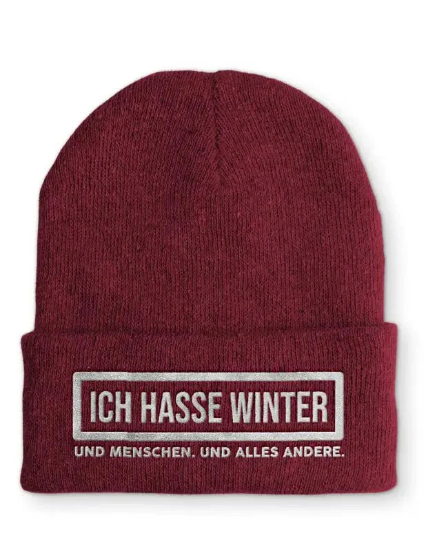 Ich hasse Winter und Menschen. Und alles andere. Statement Beanie Mütze mit Spruch - tshirtladen - Mütze