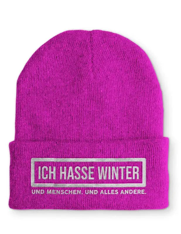 Ich hasse Winter und Menschen. Und alles andere. Statement Beanie Mütze mit Spruch - tshirtladen - Mütze