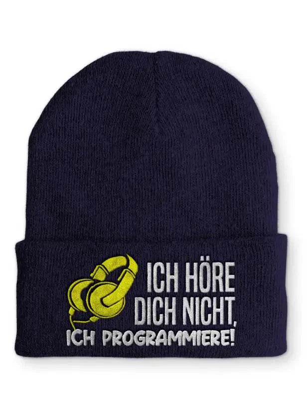 Ich höre dich nicht, ich Programmiere! Statement Beanie Mütze mit Spruch - tshirtladen - Mütze
