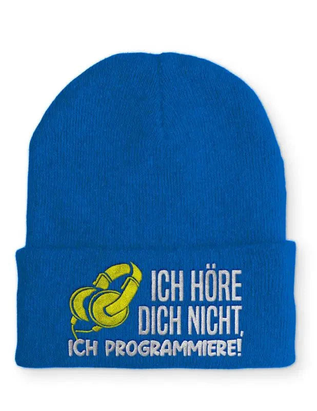 Ich höre dich nicht, ich Programmiere! Statement Beanie Mütze mit Spruch - tshirtladen - Mütze