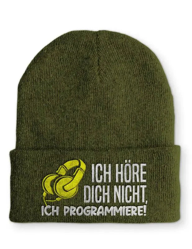Ich höre dich nicht, ich Programmiere! Statement Beanie Mütze mit Spruch - tshirtladen - Mütze