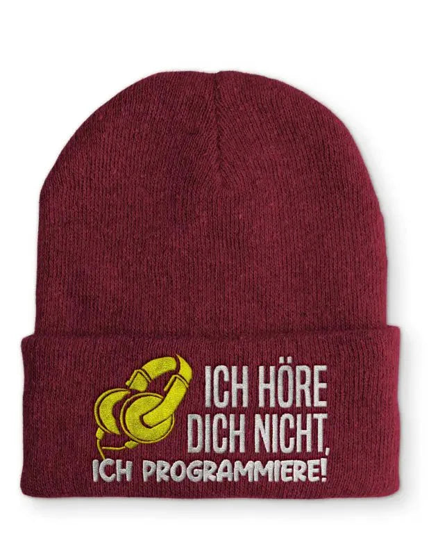 Ich höre dich nicht, ich Programmiere! Statement Beanie Mütze mit Spruch - tshirtladen - Mütze