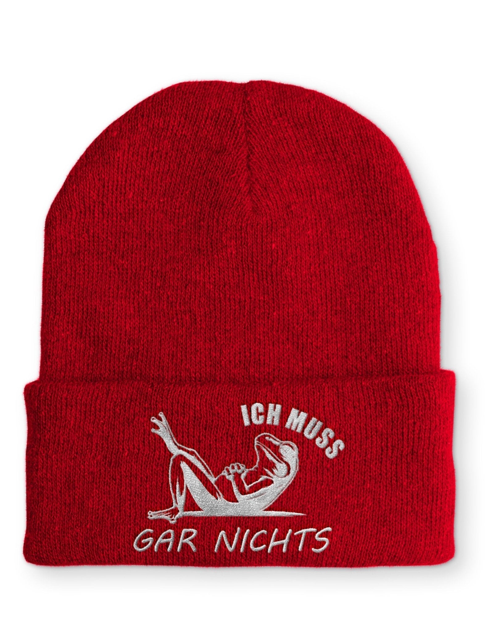 Ich muss gar nichts Statement Beanie Mütze mit Spruch - tshirtladen - Mütze
